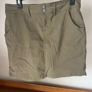 Prana Khaki Skirt with Stitch Detailing
